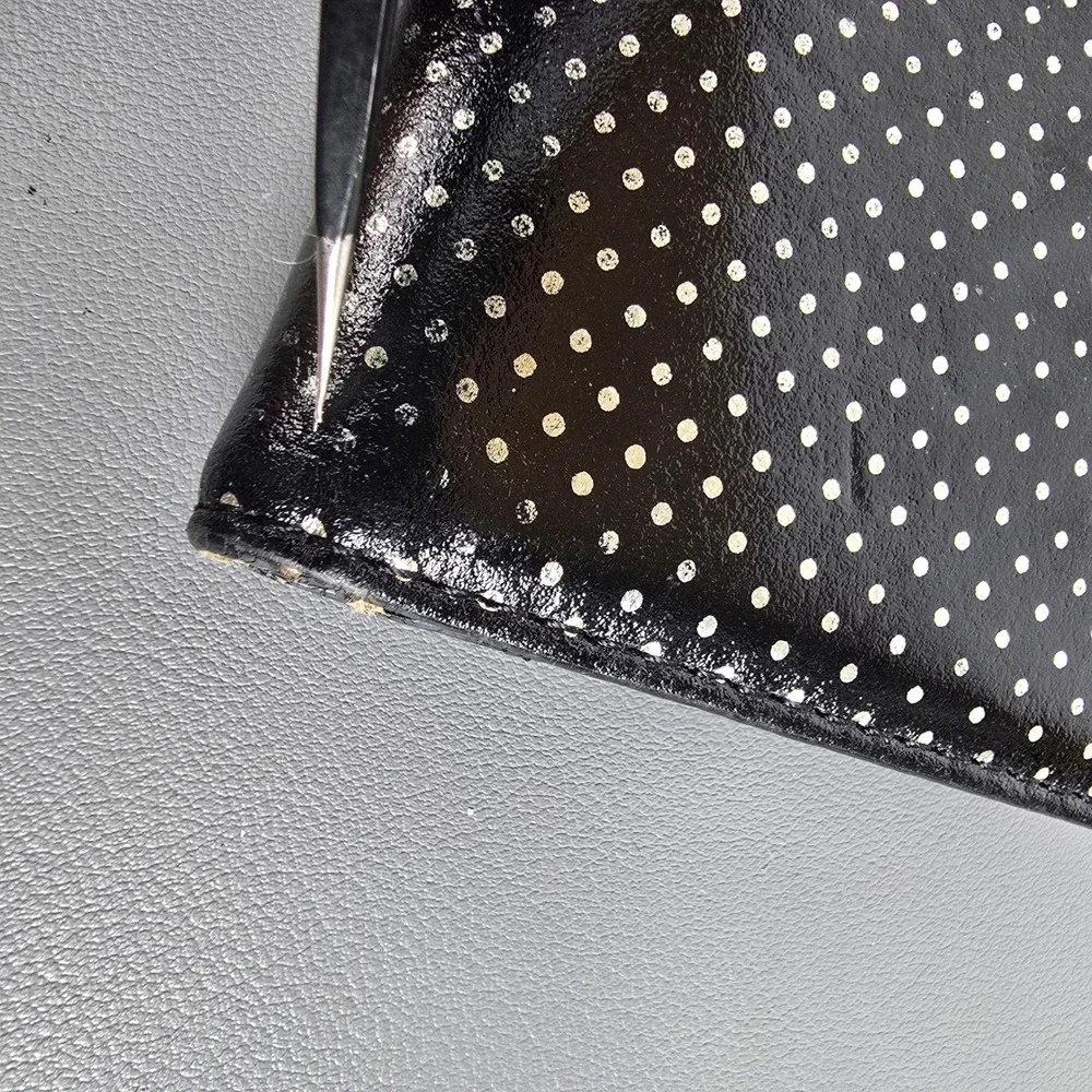 Kate Spade New York Black Polka Dot Saffiano Leather Bifold Slim Wallet